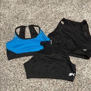 Blue and Black Sports Gk and Varsity Cheerleading Sports Bras